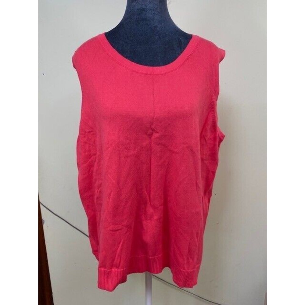 CJ Banks Womens Plus Size 1X Coral Sleeveless Sweater Vest Minimalistic Preppy